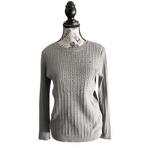 Tommy Hilfiger Gray Cable Knit Sweater | Classic Preppy | Medium